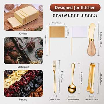 Cheese Butter Spreader Knives Set Charcuterie Accessories Stainless Steel Spreader Knives with Woode...