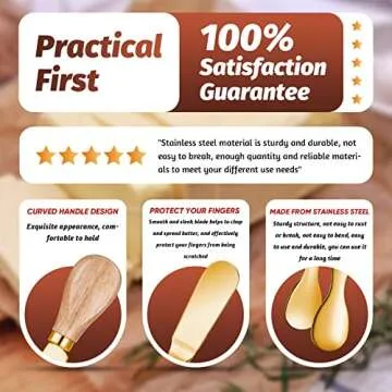 Cheese Butter Spreader Knives Set Charcuterie Accessories Stainless Steel Spreader Knives with Wooden Handles Charcuterie Boards Utensils Mini Serving Tongs Spoons and Forks (Gold,14 Pieces)