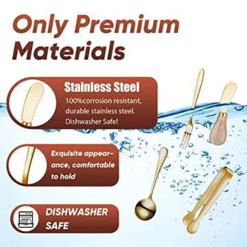 Cheese Butter Spreader Knives Set Charcuterie Accessories Stainless Steel Spreader Knives with Wooden Handles Charcuterie Boards Utensils Mini Serving Tongs Spoons and Forks (Gold,14 Pieces)