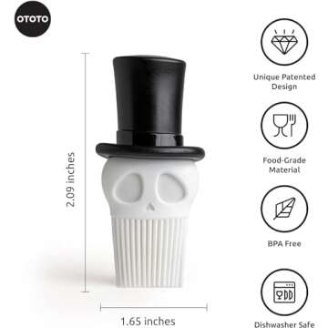 OTOTO Skully Basting Brush - Food Basting Brush for Cooking, Halloween Gifts, Gothic Kitchen Brush, ...