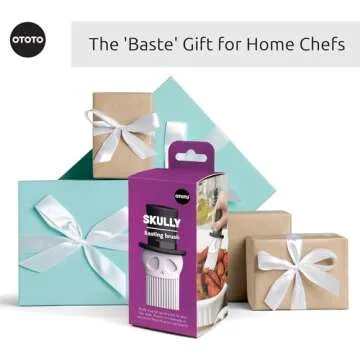 OTOTO Skully Basting Brush - Food Basting Brush for Cooking, Halloween Gifts, Gothic Kitchen Brush, Spooky Gifts, Skull Kitchen Accessories