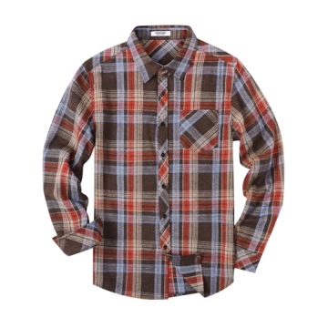 COOFANDY Men's Lightweight Plaid Flannel Shirt for Fall