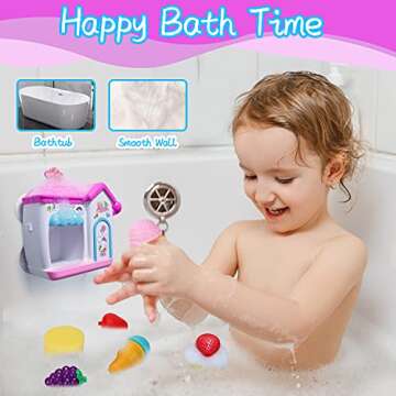 AugToy Bath Toys for Toddlers 3-5 Years, Ice Cream Foam Maker Bath Toys for Kids Ages 4-8, Bubble Pr...