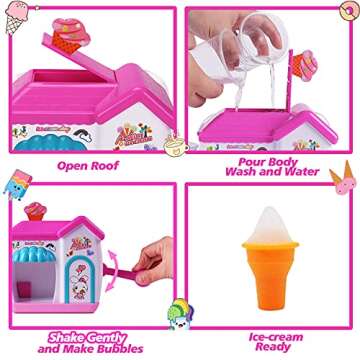 AugToy Bath Toys for Toddlers 3-5 Years, Ice Cream Foam Maker Bath Toys for Kids Ages 4-8, Bubble Pretend Cake Play Set Bathtub Toys Age 3 4 5 Year Old Girls Boys Valentine Birthday Gifts Idea Easter