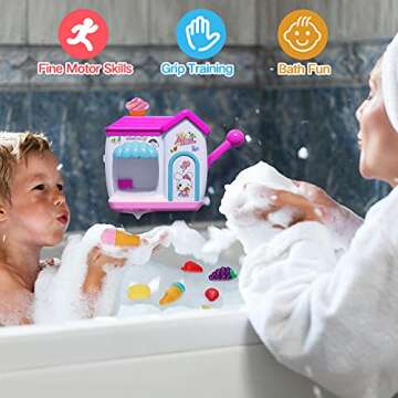 AugToy Bath Toys for Toddlers 3-5 Years, Ice Cream Foam Maker Bath Toys for Kids Ages 4-8, Bubble Pretend Cake Play Set Bathtub Toys Age 3 4 5 Year Old Girls Boys Valentine Birthday Gifts Idea Easter