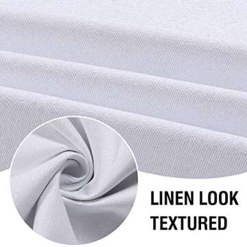 H.VERSAILTEX Linen Look 100% Blackout Bright White Curtains 95 Inches Long for Bedroom Full Light Blocking Rod Pocket Linen Textured Thick Window Curtain Drapes with White Backing, 2 Panels