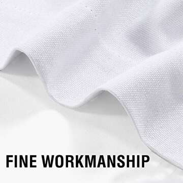 H.VERSAILTEX Linen Look 100% Blackout Bright White Curtains 95 Inches Long for Bedroom Full Light Blocking Rod Pocket Linen Textured Thick Window Curtain Drapes with White Backing, 2 Panels