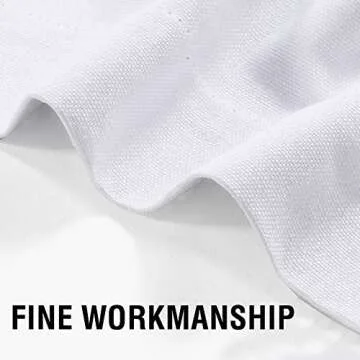 H.VERSAILTEX Linen Look 100% Blackout Bright White Curtains 95 Inches Long for Bedroom Full Light Blocking Rod Pocket Linen Textured Thick Window Curtain Drapes with White Backing, 2 Panels