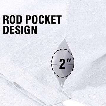 H.VERSAILTEX Linen Look 100% Blackout Bright White Curtains 95 Inches Long for Bedroom Full Light Blocking Rod Pocket Linen Textured Thick Window Curtain Drapes with White Backing, 2 Panels