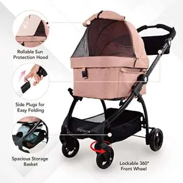 ibiyaya New Cleo Travel System Pet Stroller, 3-in-1 Dog Stroller, Pet Carrier, Dog Stroller for Smal...