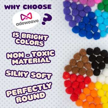 Adeweave 300 Colorful Craft Pom Poms for Kids Activities