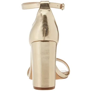 Gold Strappy High Block Heel Sandal for Women