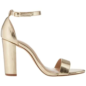 Gold Strappy High Block Heel Sandal for Women
