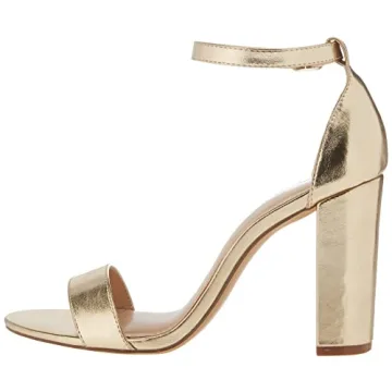 Gold Strappy High Block Heel Sandal for Women