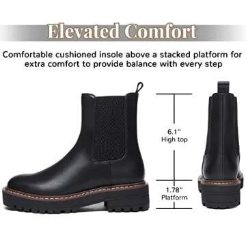 Athlefit Women's Chelsea Ankle Boots - Chic & Waterproof Booties in Black