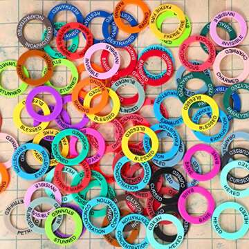 Upgraded ALIZERO Tabletop RPG DND Condition Markers Set and Spell AOE Damage Marker D&D Area Effect Template, with 96 DND Status Effect Markers in 24 Frequently Used Conditions