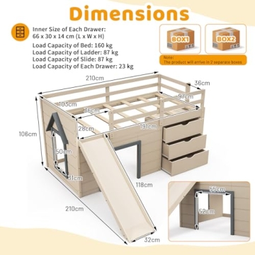 Costzon Twin Low Loft Bed with Slide and Storage
