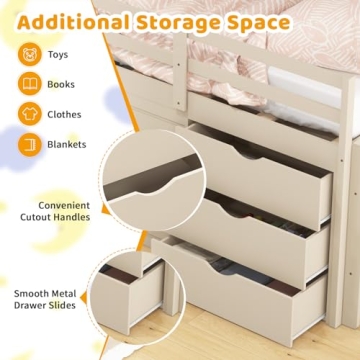 Costzon Twin Low Loft Bed with Slide and Storage