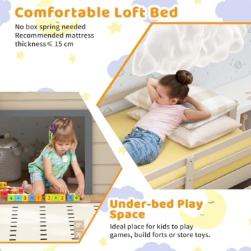 Costzon Twin Low Loft Bed with Slide and Storage