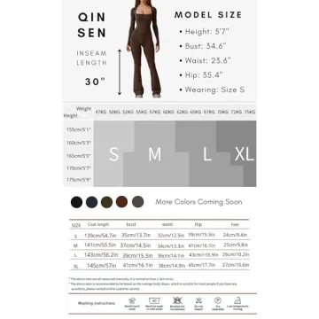 QINSEN Women Square Neck Long Sleeve Jumpsuit Casual Chic