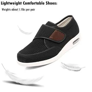 GSFY Men's Diabetic Edema Shoes with Adjustable Closure Non Slip Lightweight Walking Shoes for Elder...