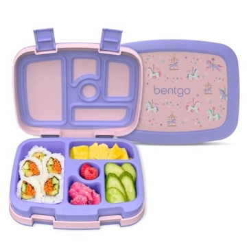 Bentgo Kids Prints Leak-Proof, 5-Compartment Bento-Style Kids Lunch Box - Ideal Portion Sizes for Ag...