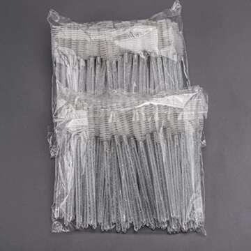 200 Pcs Disposable Mascara Wands, Crystal Spoolies Brush for Eyelash Extensions, Spooly Eyelash Eyeb...