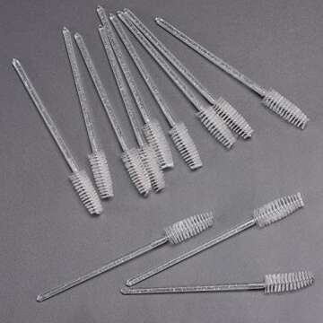 200 Pcs Disposable Mascara Wands, Crystal Spoolies Brush for Eyelash Extensions, Spooly Eyelash Eyebrow Brushes Lash Wand Applicator Makeup Kits (White)