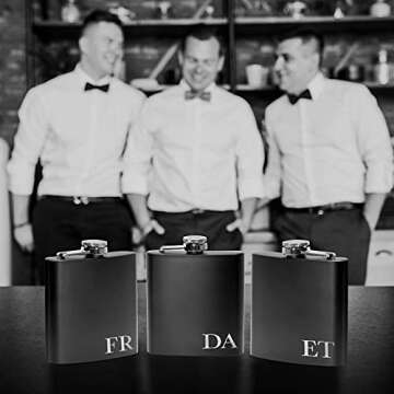 Set of 6, Groomsmen Gifts for Wedding - Personalized Groomsmen Flasks w/Optional Gift Box, Bachelor Party Team, 6 oz. Custom Engraved Hip Flasks for Best Man and Groomsman Proposal #2