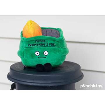 Punchkins Hilarious Plush Gift Funny Pun Meme Collectible for Adults, Unique Desk Decor, Emotional Support Toy, Perfect Gag Gift with Weighted Base (I’M FINE… Everything’S FINE)