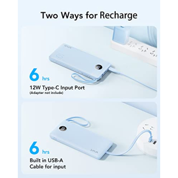 VRURC 10000mAh Portable Charger with Built-in Cables