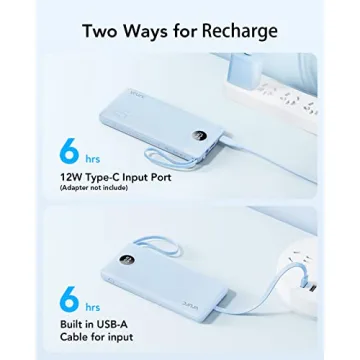 VRURC 10000mAh Portable Charger with Built-in Cables