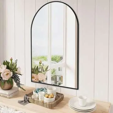 Fabuday Black Arched Wall Mirror for Bathroom 24x36 - Large Arch Mirror for Over Sink, Big Hanging Vanity Mirrors for Bedroom, Living Room, Dresser, Entryway Decor