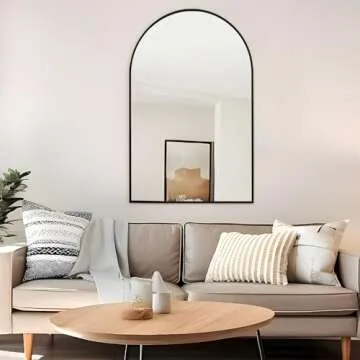 Fabuday Black Arched Wall Mirror for Bathroom 24x36 - Large Arch Mirror for Over Sink, Big Hanging Vanity Mirrors for Bedroom, Living Room, Dresser, Entryway Decor