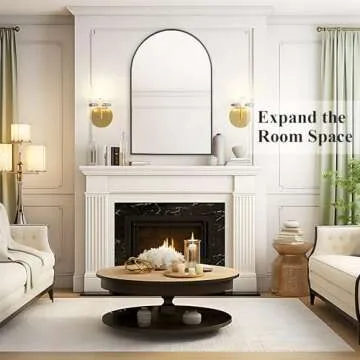 Fabuday Black Arched Wall Mirror for Bathroom 24x36 - Large Arch Mirror for Over Sink, Big Hanging Vanity Mirrors for Bedroom, Living Room, Dresser, Entryway Decor