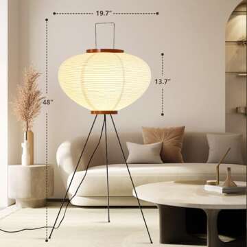 Paper Floor Lamp, Akari Lamp, Noguchi Floor Lamp, Rice Paper Lamp, Japanese Paper Floor Lamp with Warm and Cozy Ambiance for Any Room