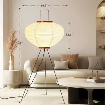 Paper Floor Lamp, Akari Lamp, Noguchi Floor Lamp, Rice Paper Lamp, Japanese Paper Floor Lamp with Warm and Cozy Ambiance for Any Room