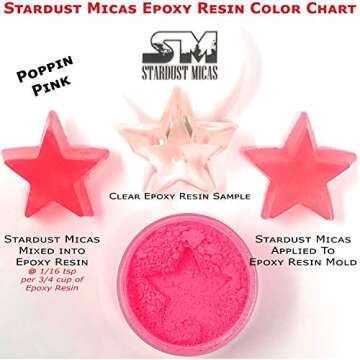 Stardust Micas Pigment Powder Cosmetic Grade Colorant for Makeup, Soap Making, Epoxy Resin, DIY Crafting Projects, Bright True Colors Stable Mica Batch Consistency (36 Gram Jar, Poppin Pink)
