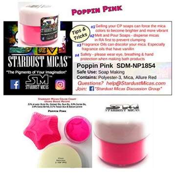 Stardust Micas Pigment Powder Cosmetic Grade Colorant for Makeup, Soap Making, Epoxy Resin, DIY Crafting Projects, Bright True Colors Stable Mica Batch Consistency (36 Gram Jar, Poppin Pink)