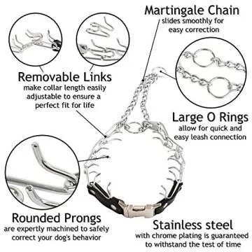 Herm Sprenger Prong Collar for Dog Training with Easy Quick Release Buckle - German Made Dog Collar with Chrome Plated Steel 2.25mm Prongs for Small Dogs (14-19" Neck)