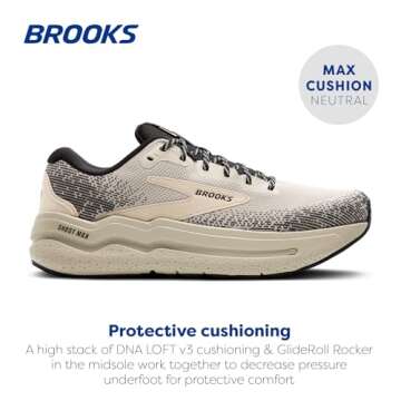 Brooks Women’s Ghost Max 2 Neutral Running & Walking Shoe - Pelican/Pelican/Black - 7.5 Medium