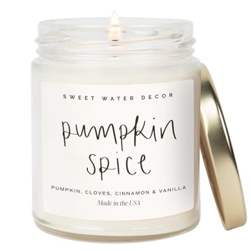 Sweet Water Decor Pumpkin Spice Candle - Fall Candles with Pumpkin, Clover, Cinnamon & Vanilla Scent...