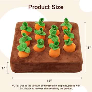 IVVIQQ Interactive Dog Toys，Carrot Snuffle Mat for Dogs Plush Puzzle Toys 2 in 1 Non-Slip Nosework Feed Games Pet Stress Relief with 12 Carrots