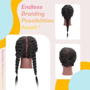 Demides Mannequin Head Human Hair 16", Braiding Doll Practice Head Made By 100% Real Hair, Cosmetology Manikin Head For Hairdressers Practice Braiding Hair Styling