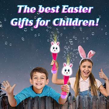 ArtCreativity Easter Bunny Bubble Wand, Easter Basket Stuffers for Toddler, 14" Light Up Automatic B...