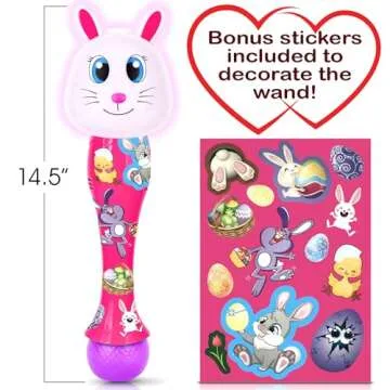 ArtCreativity Easter Bunny Bubble Wand, Easter Basket Stuffers for Toddler, 14" Light Up Automatic Bubble Maker with LED & Music, Easter Bubbles for Kids, Easter Toys for Toddlers 1-3