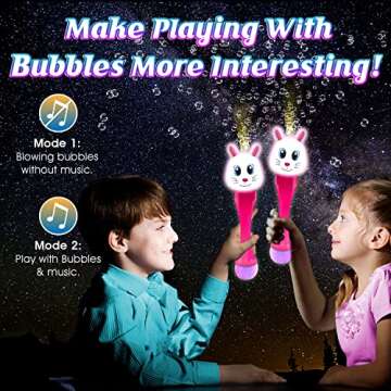 ArtCreativity Easter Bunny Bubble Wand, Easter Basket Stuffers for Toddler, 14" Light Up Automatic Bubble Maker with LED & Music, Easter Bubbles for Kids, Easter Toys for Toddlers 1-3