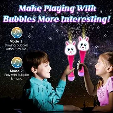 ArtCreativity Easter Bunny Bubble Wand, Easter Basket Stuffers for Toddler, 14" Light Up Automatic Bubble Maker with LED & Music, Easter Bubbles for Kids, Easter Toys for Toddlers 1-3