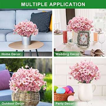 Aufind 30 Bundles Artificial Flowers, Outdoor Indoor UV Resistant Fake Flowers No Fade Faux Plastic ...