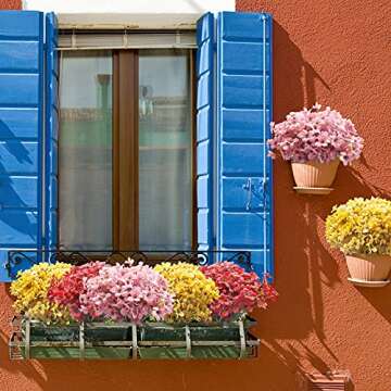 Aufind 30 Bundles Artificial Flowers, Outdoor Indoor UV Resistant Fake Flowers No Fade Faux Plastic Greenery Shrubs Garden Porch Window Box Decorating